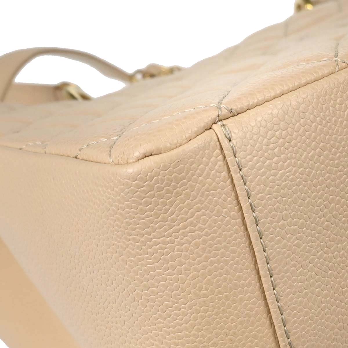 Chanel 2010-2011 Beige Caviar Skin Grand Shopping Tote GST Chain Handbag