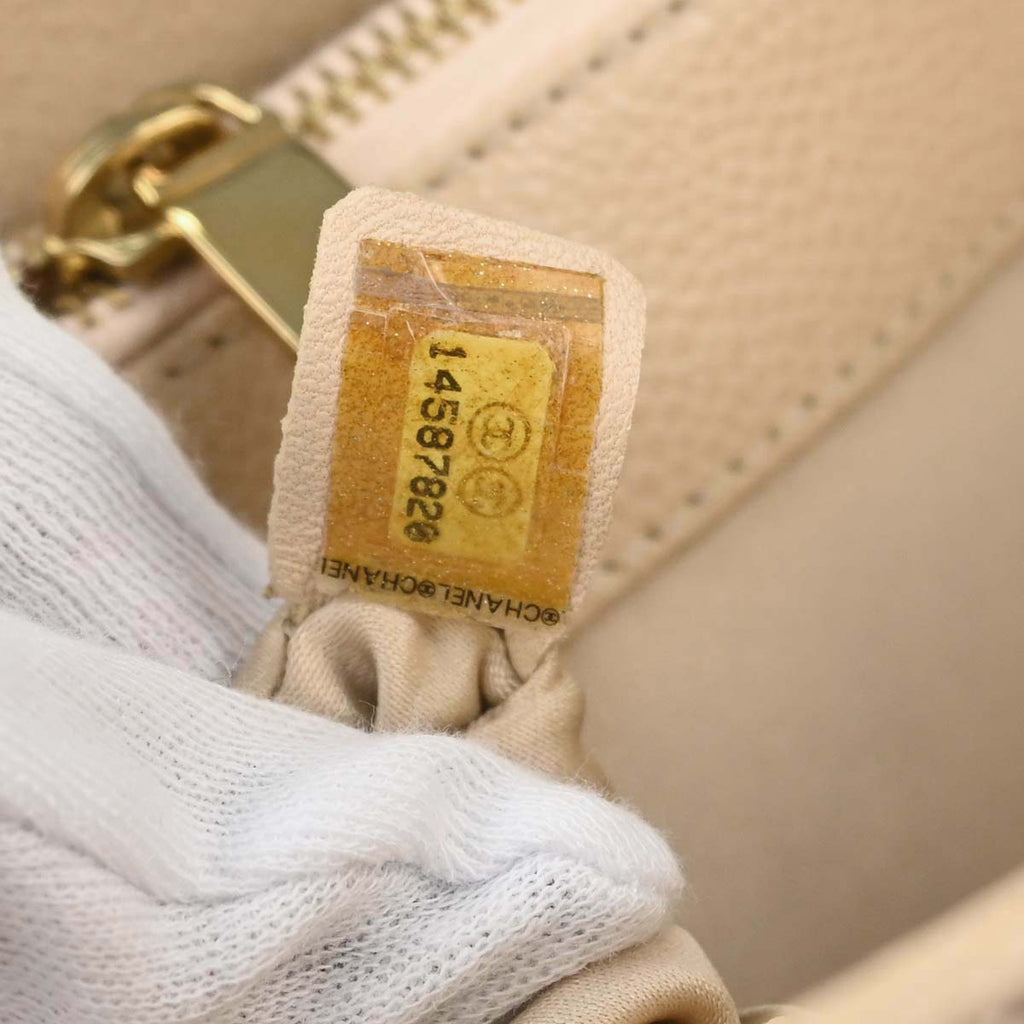 Chanel 2010-2011 Beige Caviar Skin Grand Shopping Tote GST Chain Handbag