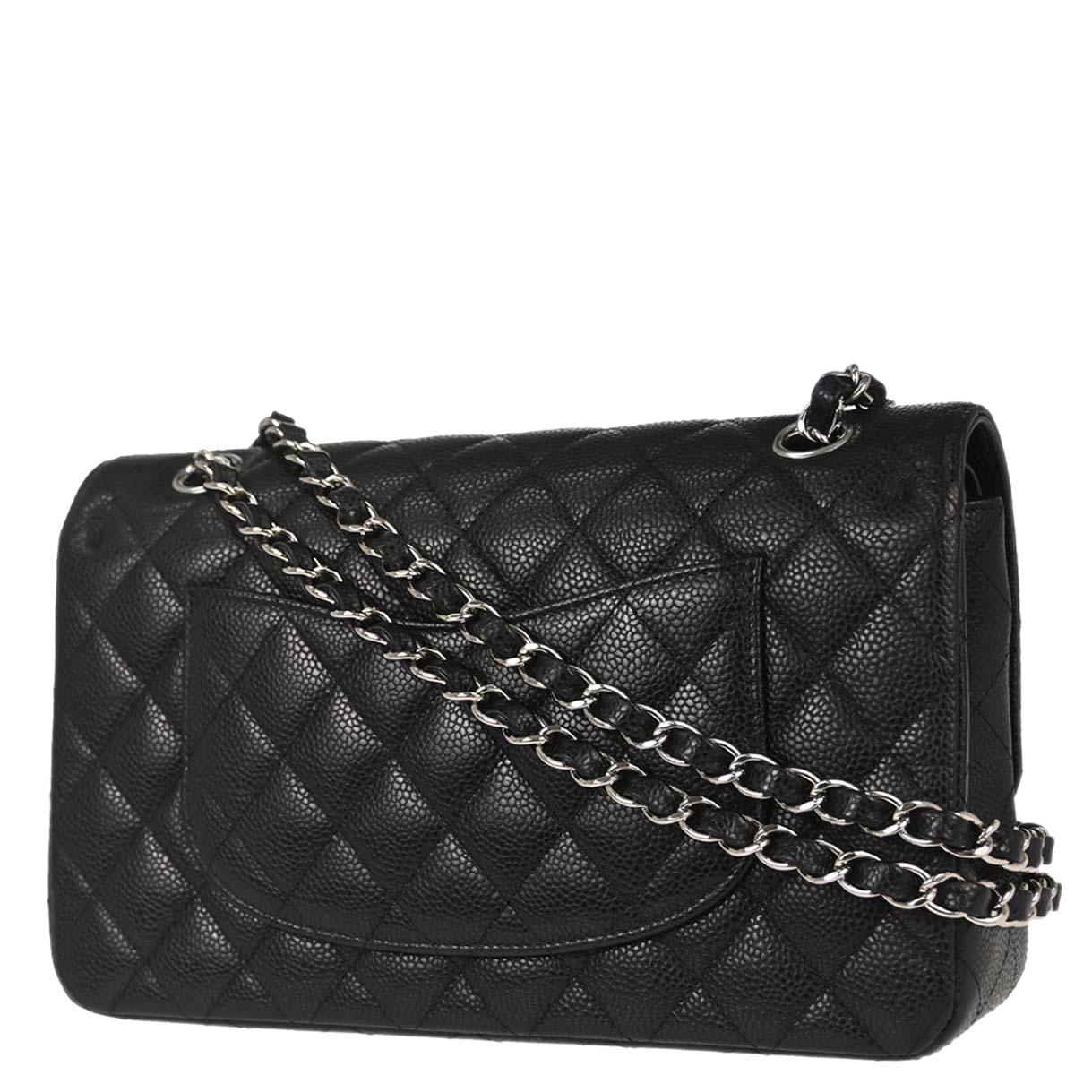 Chanel 2016-2017 Black Caviar Skin Medium Classic Double Flap Shoulder Bag