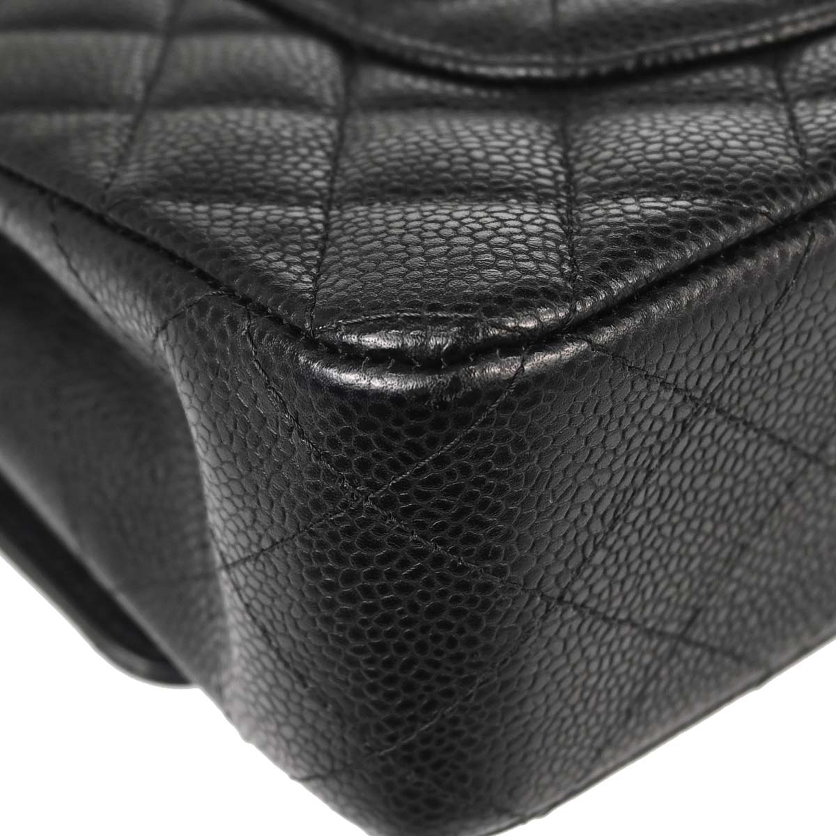 Chanel 2016-2017 Black Caviar Skin Medium Classic Double Flap Shoulder Bag