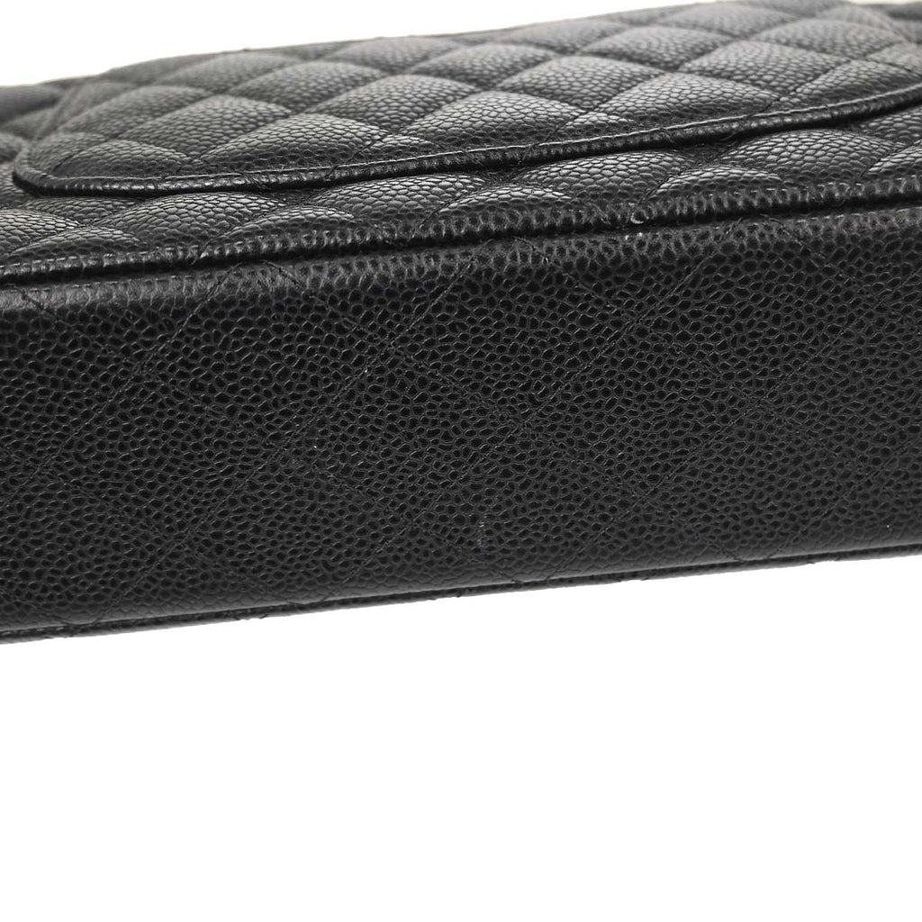 Chanel 2016-2017 Black Caviar Skin Medium Classic Double Flap Shoulder Bag