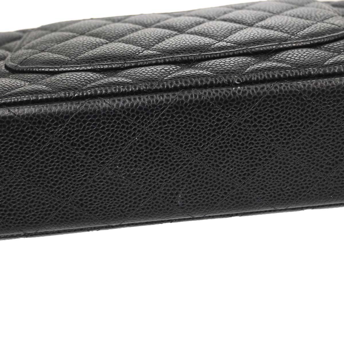 Chanel 2016-2017 Black Caviar Skin Medium Classic Double Flap Shoulder Bag
