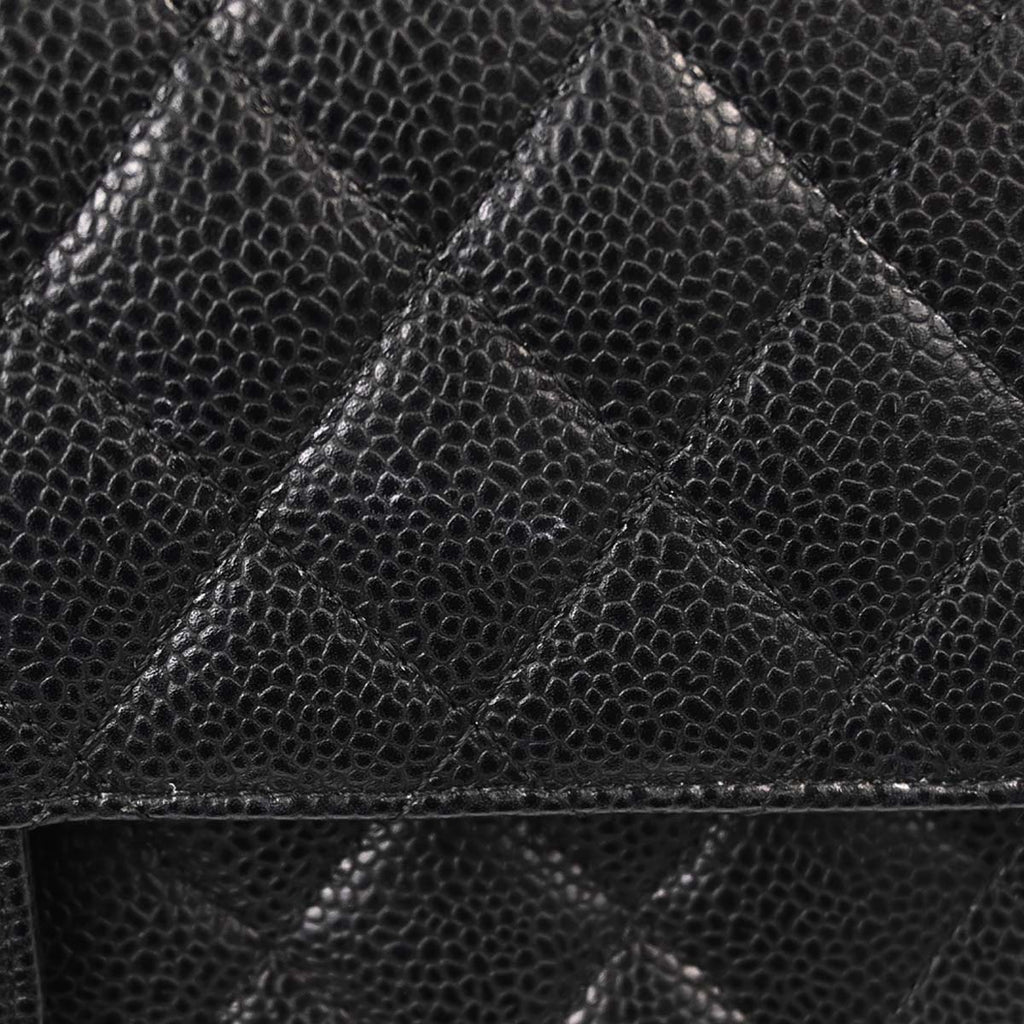 Chanel 2016-2017 Black Caviar Skin Medium Classic Double Flap Shoulder Bag