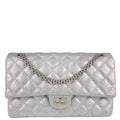 Chanel 2017-2018 Silver Calfskin 2.55 Double Flap Shoulder Bag
