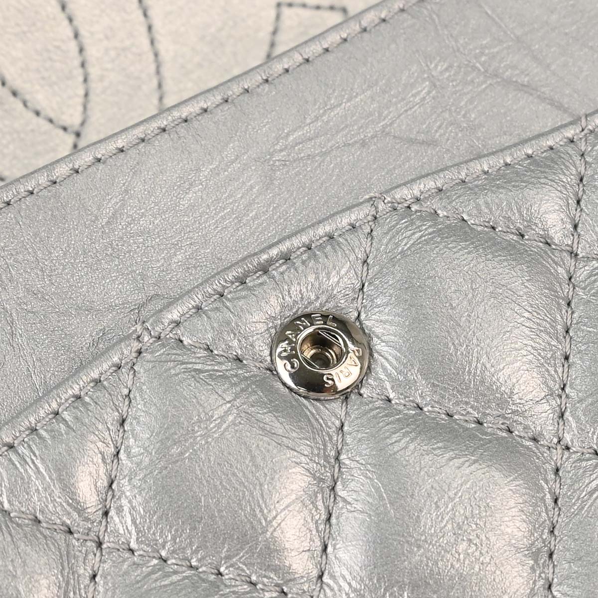 Chanel 2017-2018 Silver Calfskin 2.55 Double Flap Shoulder Bag