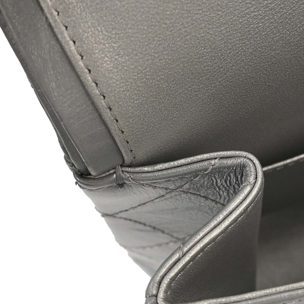 Chanel 2017-2018 Silver Calfskin 2.55 Double Flap Shoulder Bag