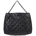 Chanel 2013-2014 Black Lambskin Hamptons Tote Handbag