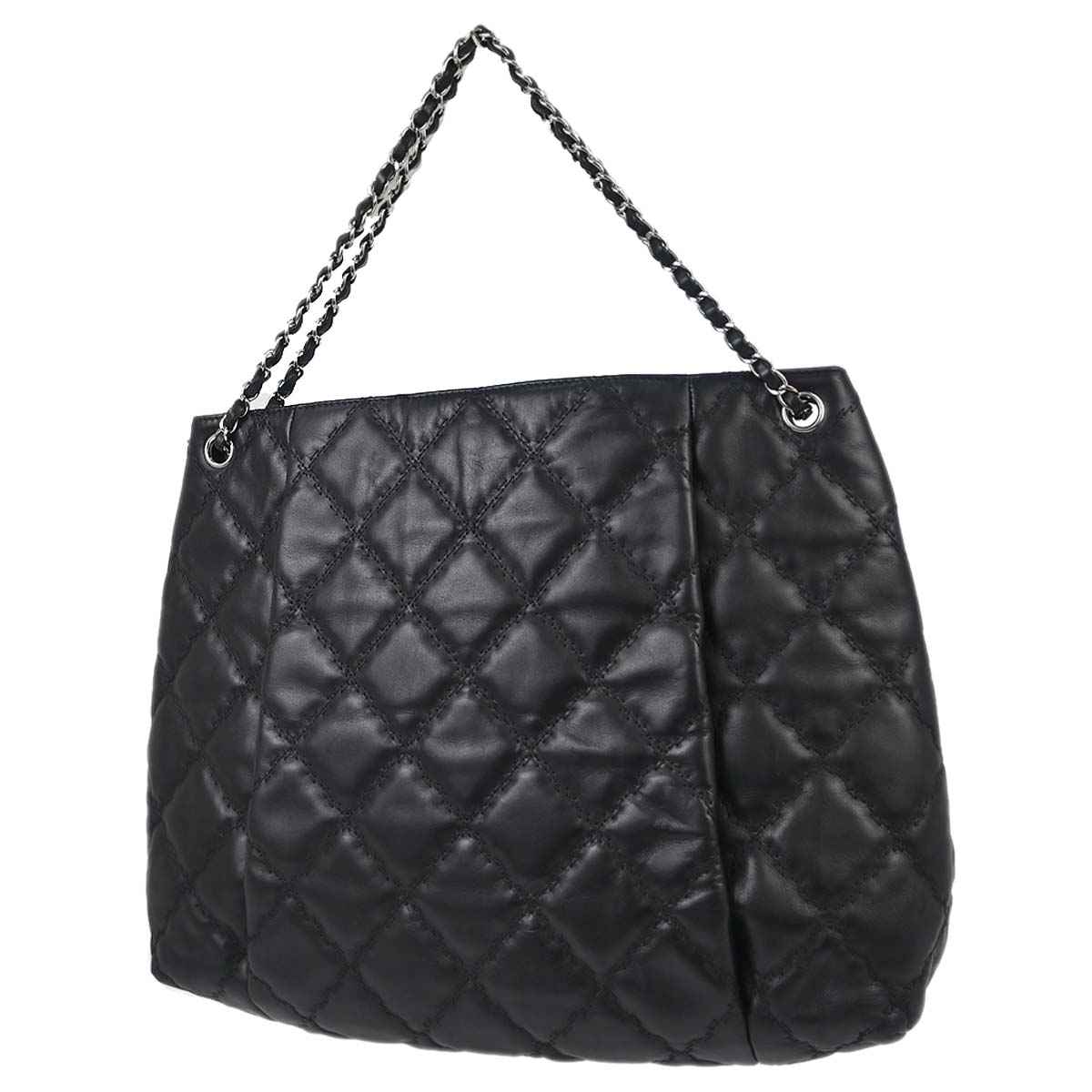 Chanel 2013-2014 Black Lambskin Hamptons Tote Handbag