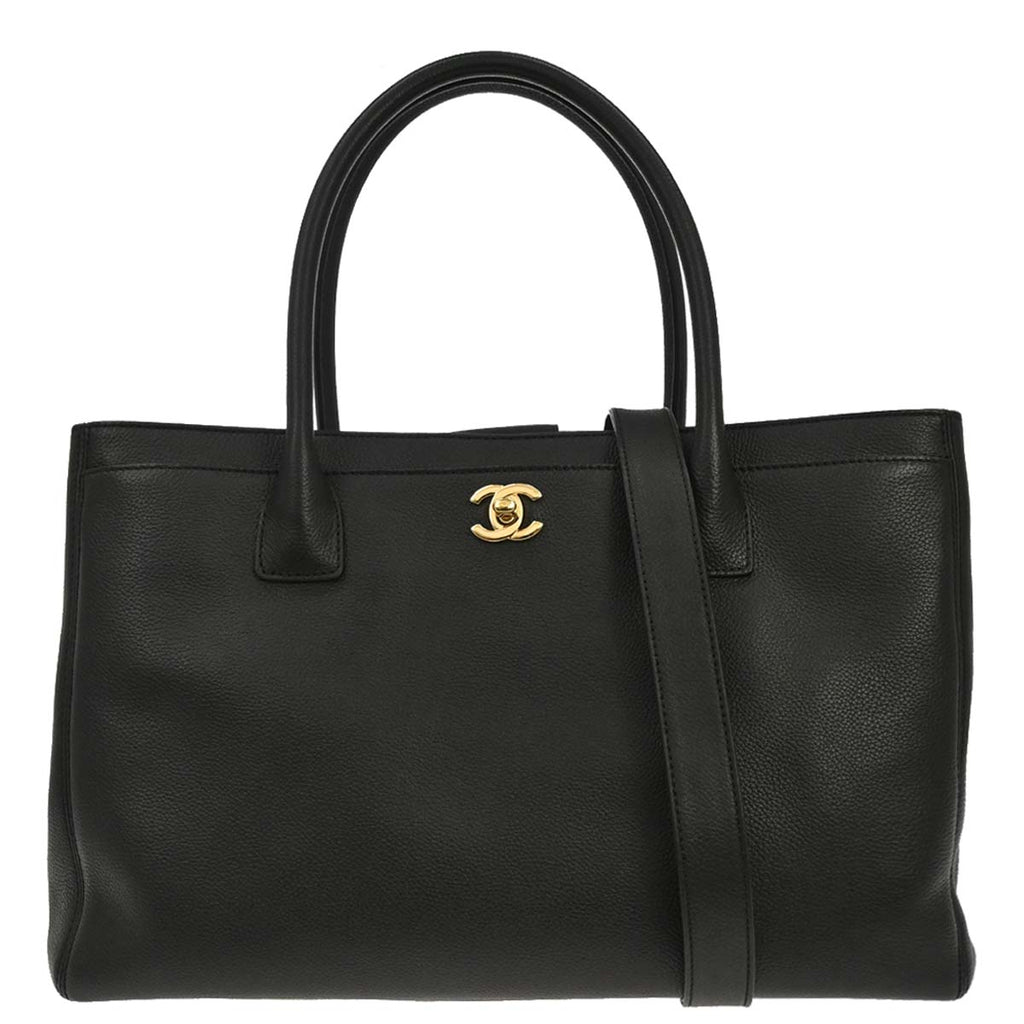 Chanel 2012-2013 Black Calfskin Executive Cerf 2way Shoulder Tote Bag
