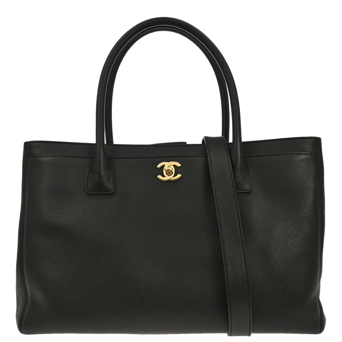 Chanel 2012-2013 Black Calfskin Executive Cerf 2way Shoulder Tote Bag
