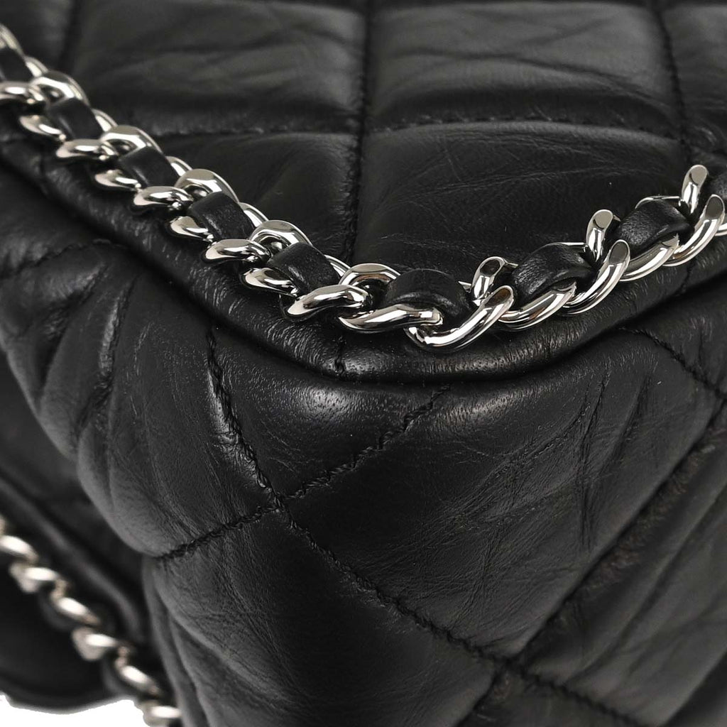 Chanel 2019 Black Calfskin Chain All Over Flap Shoulder Bag