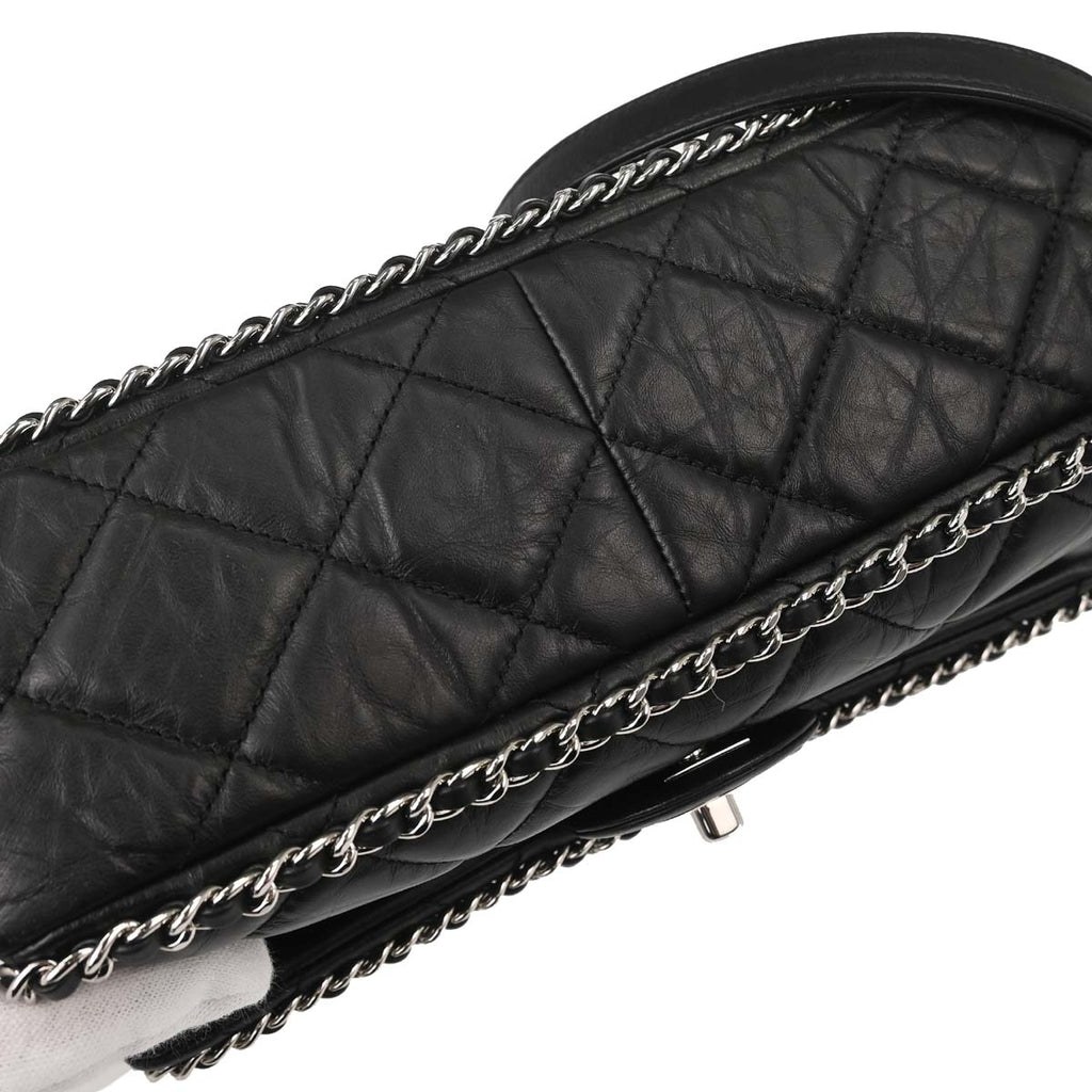 Chanel 2019 Black Calfskin Chain All Over Flap Shoulder Bag
