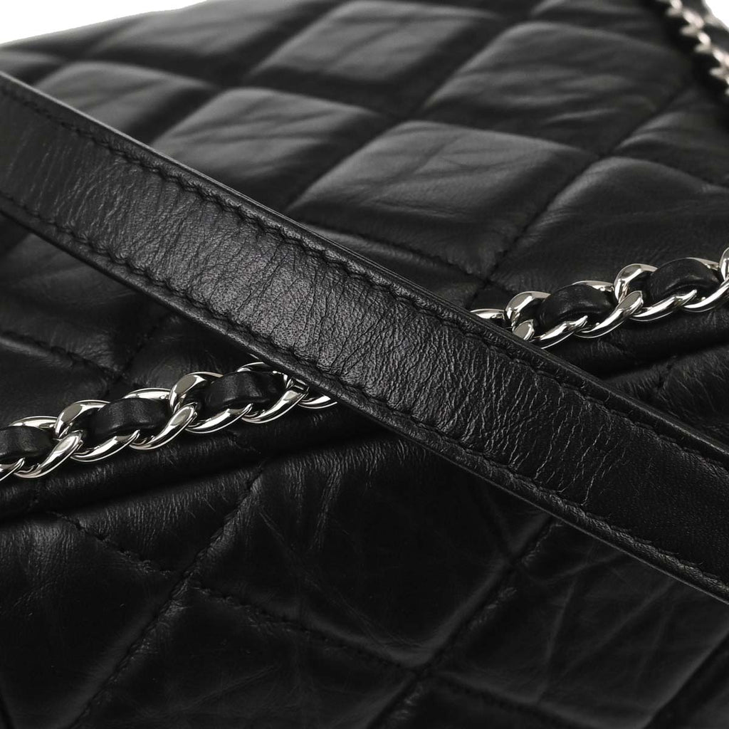 Chanel 2019 Black Calfskin Chain All Over Flap Shoulder Bag