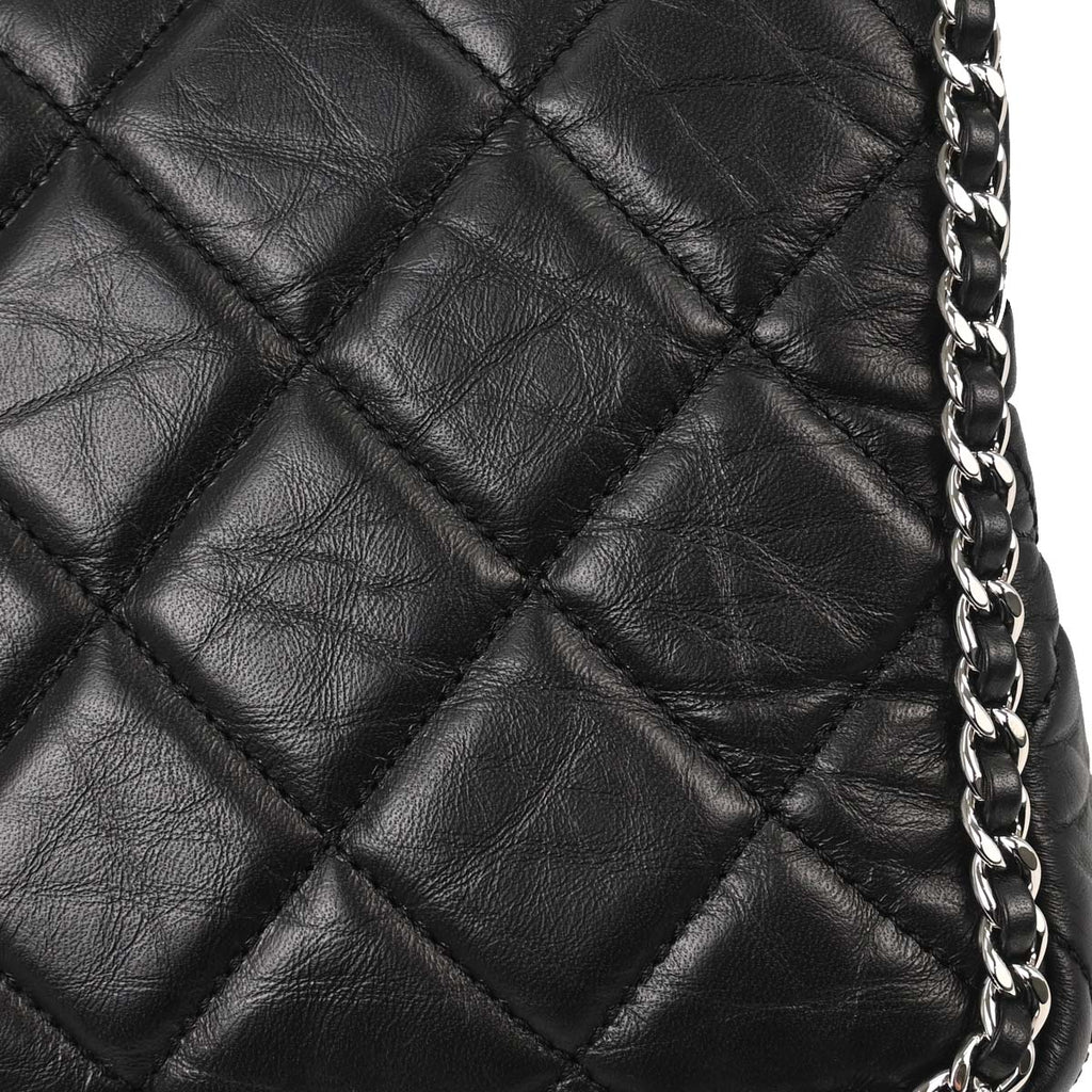 Chanel 2019 Black Calfskin Chain All Over Flap Shoulder Bag