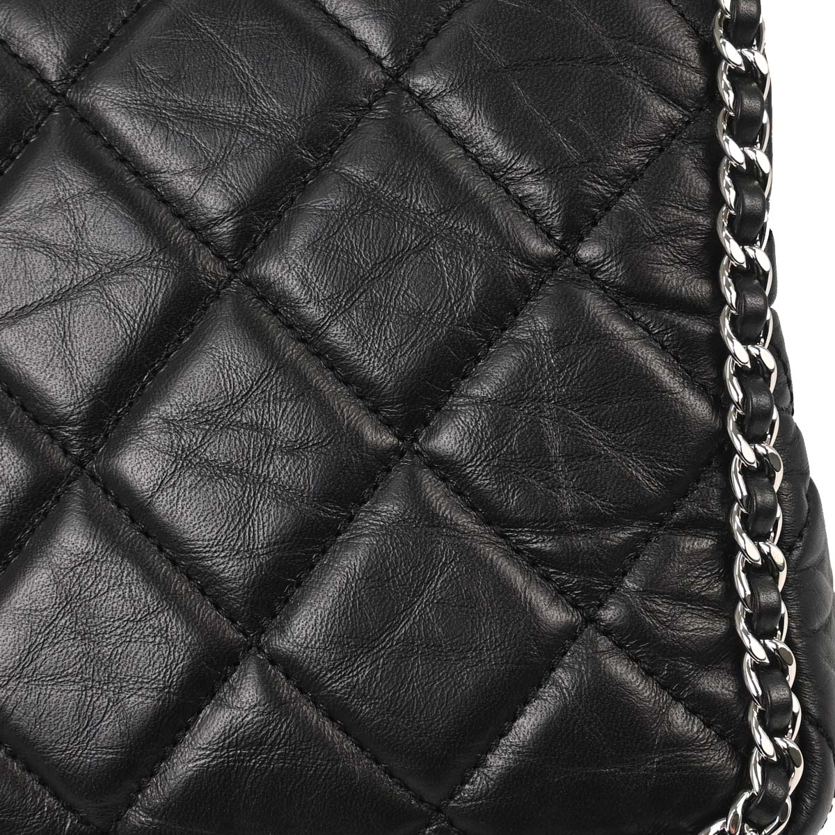 Chanel 2019 Black Calfskin Chain All Over Flap Shoulder Bag