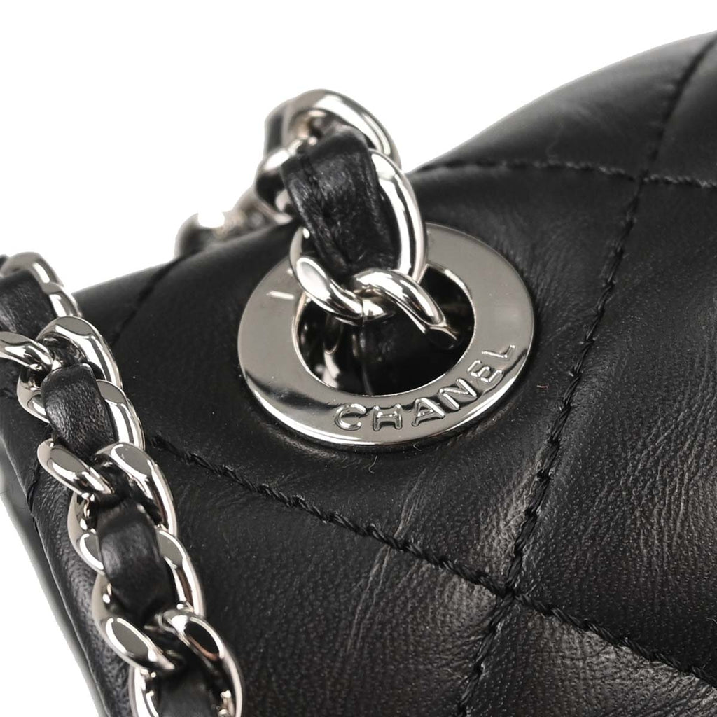 Chanel 2019 Black Calfskin Chain All Over Flap Shoulder Bag