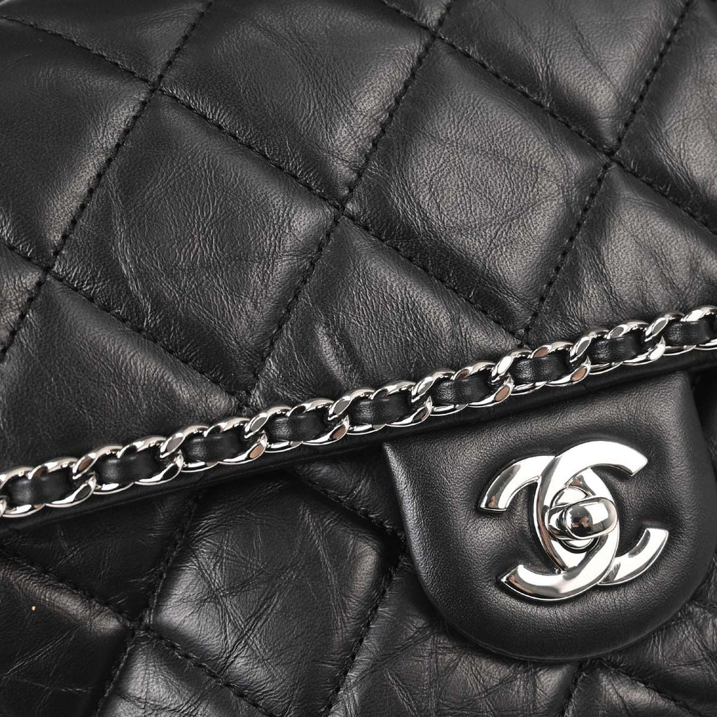 Chanel 2019 Black Calfskin Chain All Over Flap Shoulder Bag