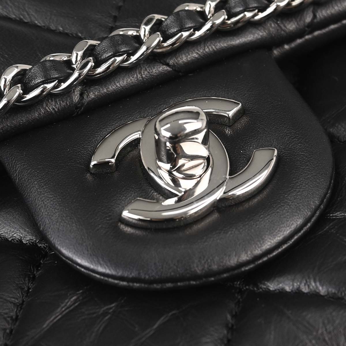 Chanel 2019 Black Calfskin Chain All Over Flap Shoulder Bag