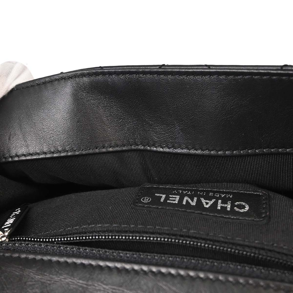 Chanel 2019 Black Calfskin Chain All Over Flap Shoulder Bag