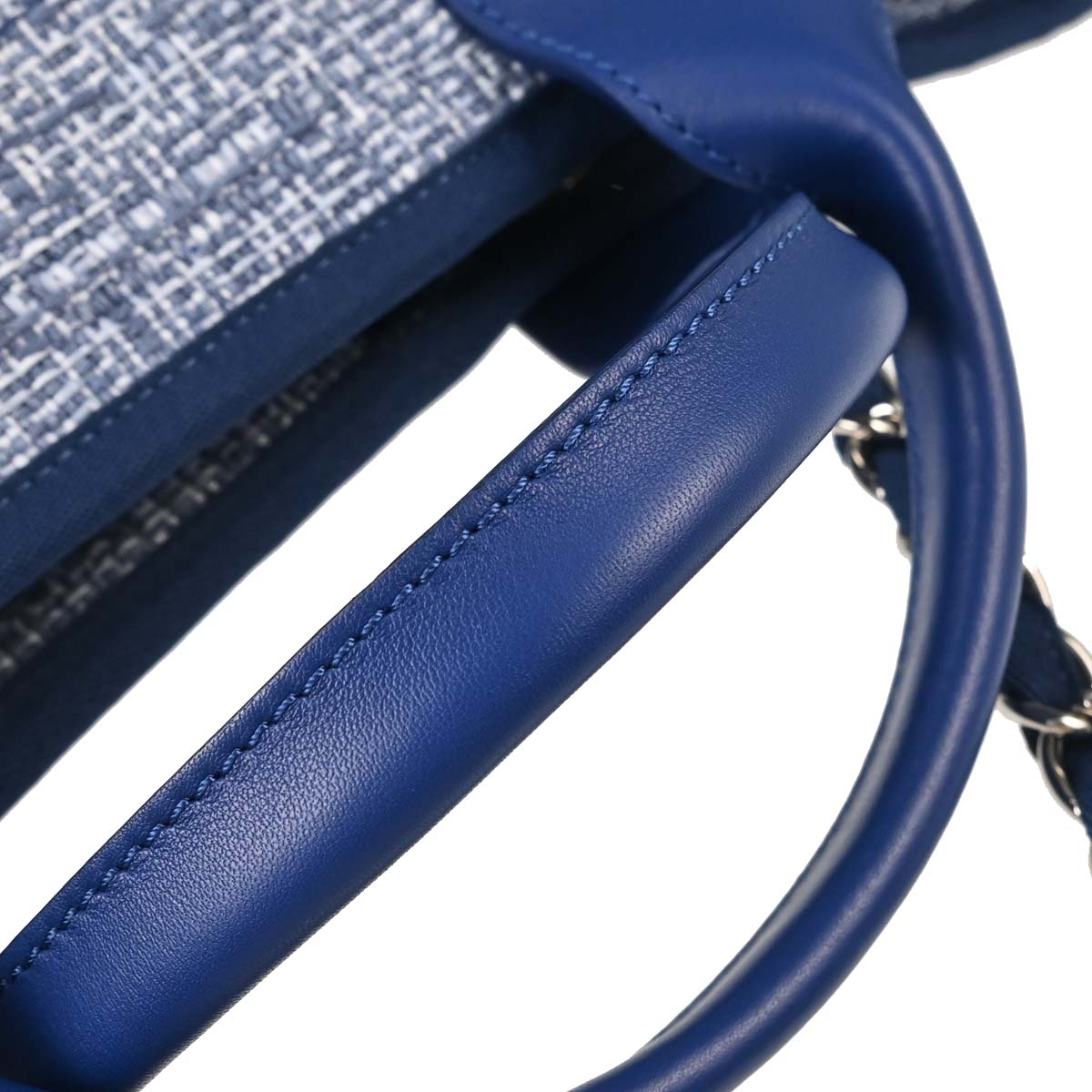 Chanel 2018 Blue Tweed Medium Deauville 2way Shoulder Tote Handbag