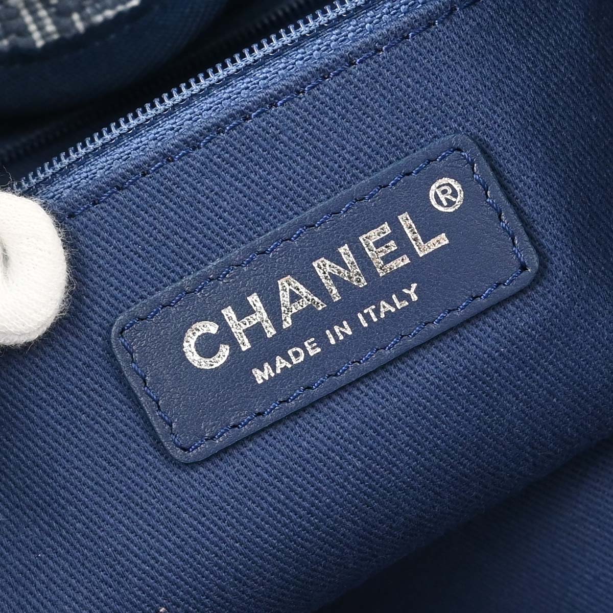 Chanel 2018 Blue Tweed Medium Deauville 2way Shoulder Tote Handbag