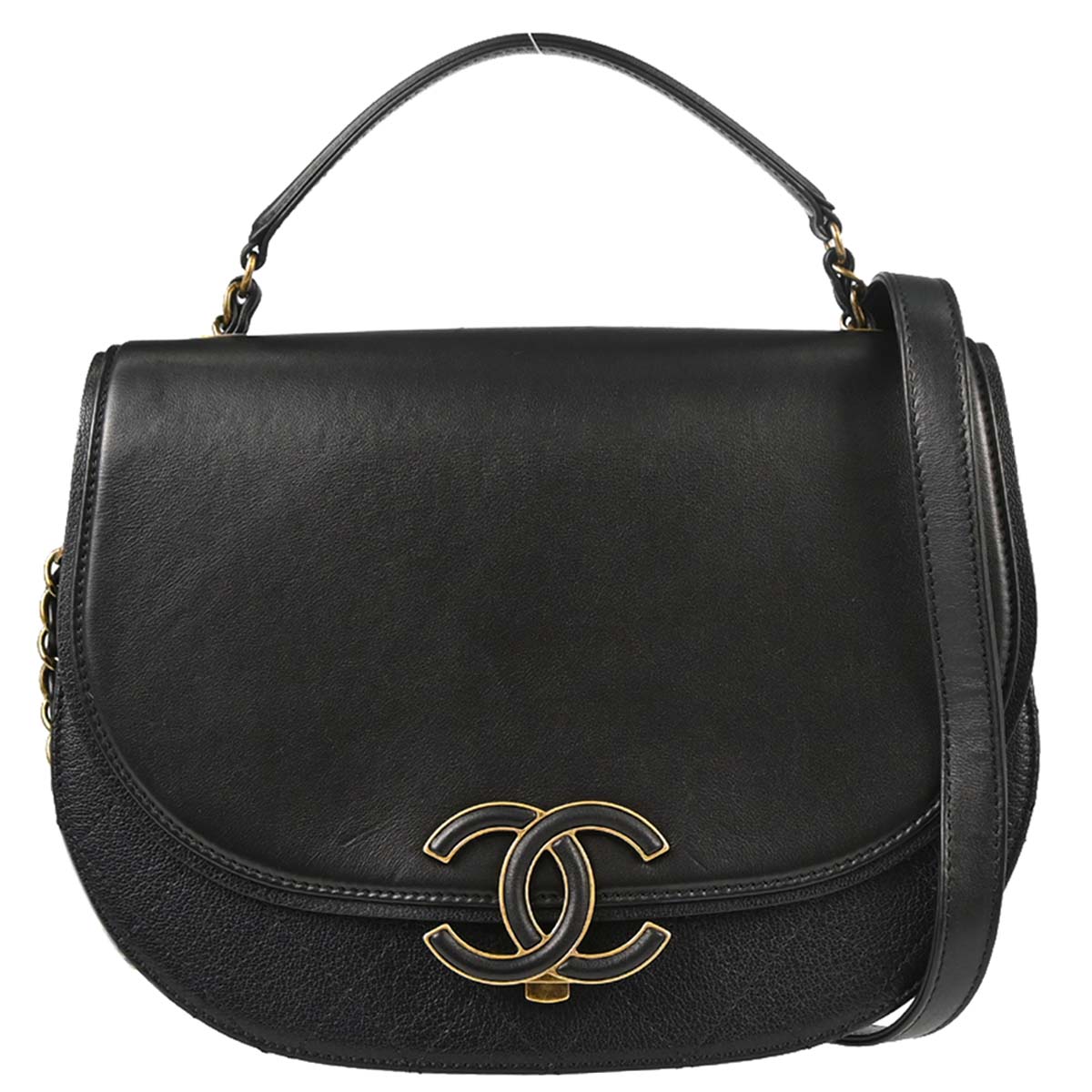 Chanel Black Calfskin Coco Curve 2way Shoulder Handbag