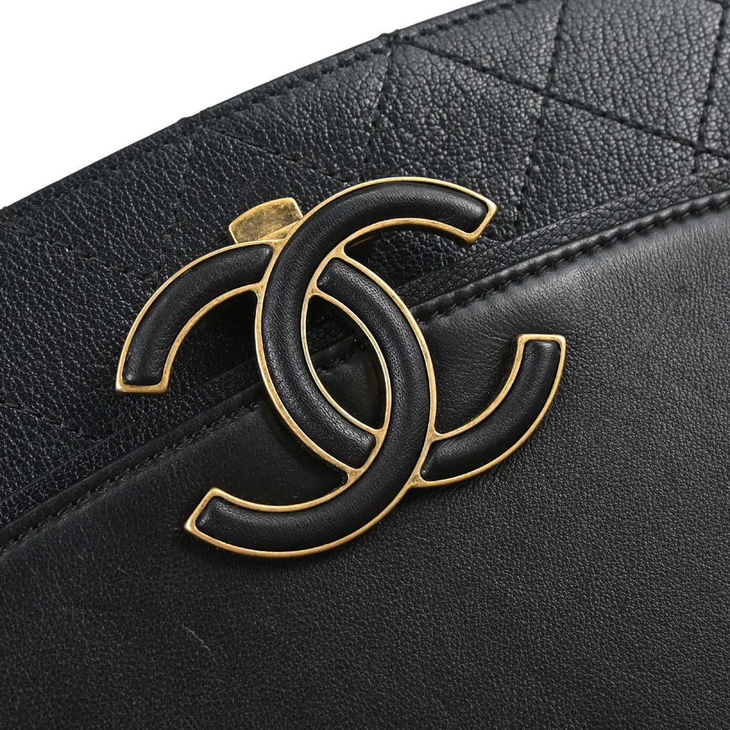 Chanel Black Calfskin Coco Curve 2way Shoulder Handbag
