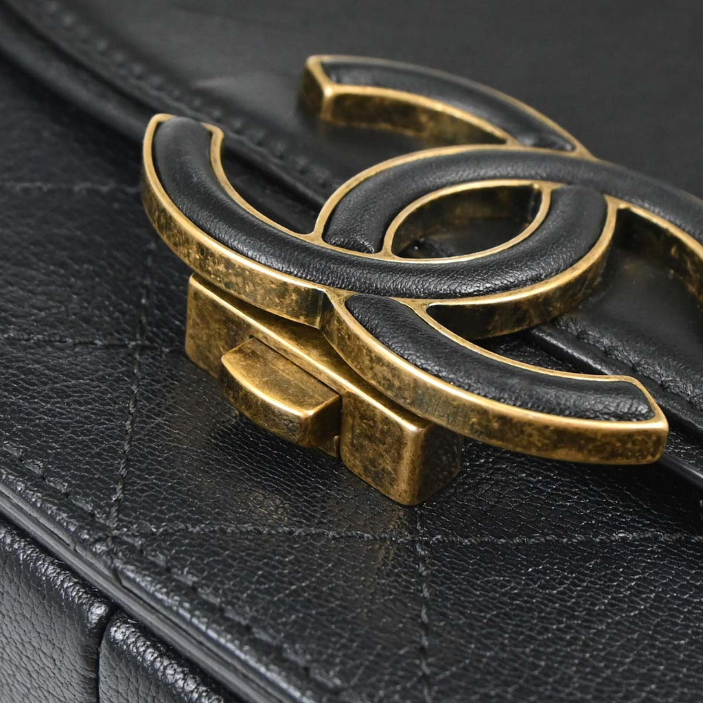 Chanel Black Calfskin Coco Curve 2way Shoulder Handbag