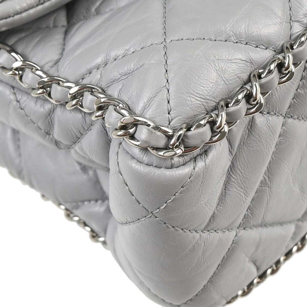 Chanel Gray Calfskin Around Chain Shoulder Bag