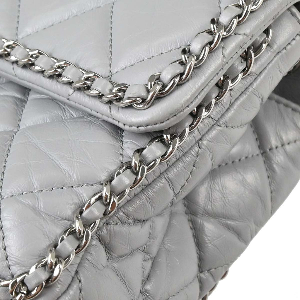 Chanel Gray Calfskin Around Chain Shoulder Bag