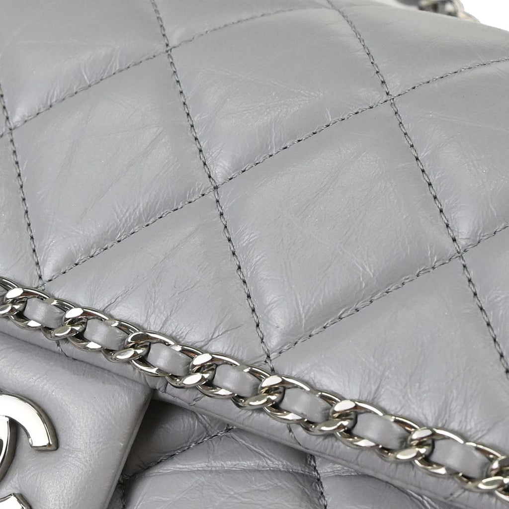 Chanel Gray Calfskin Around Chain Shoulder Bag