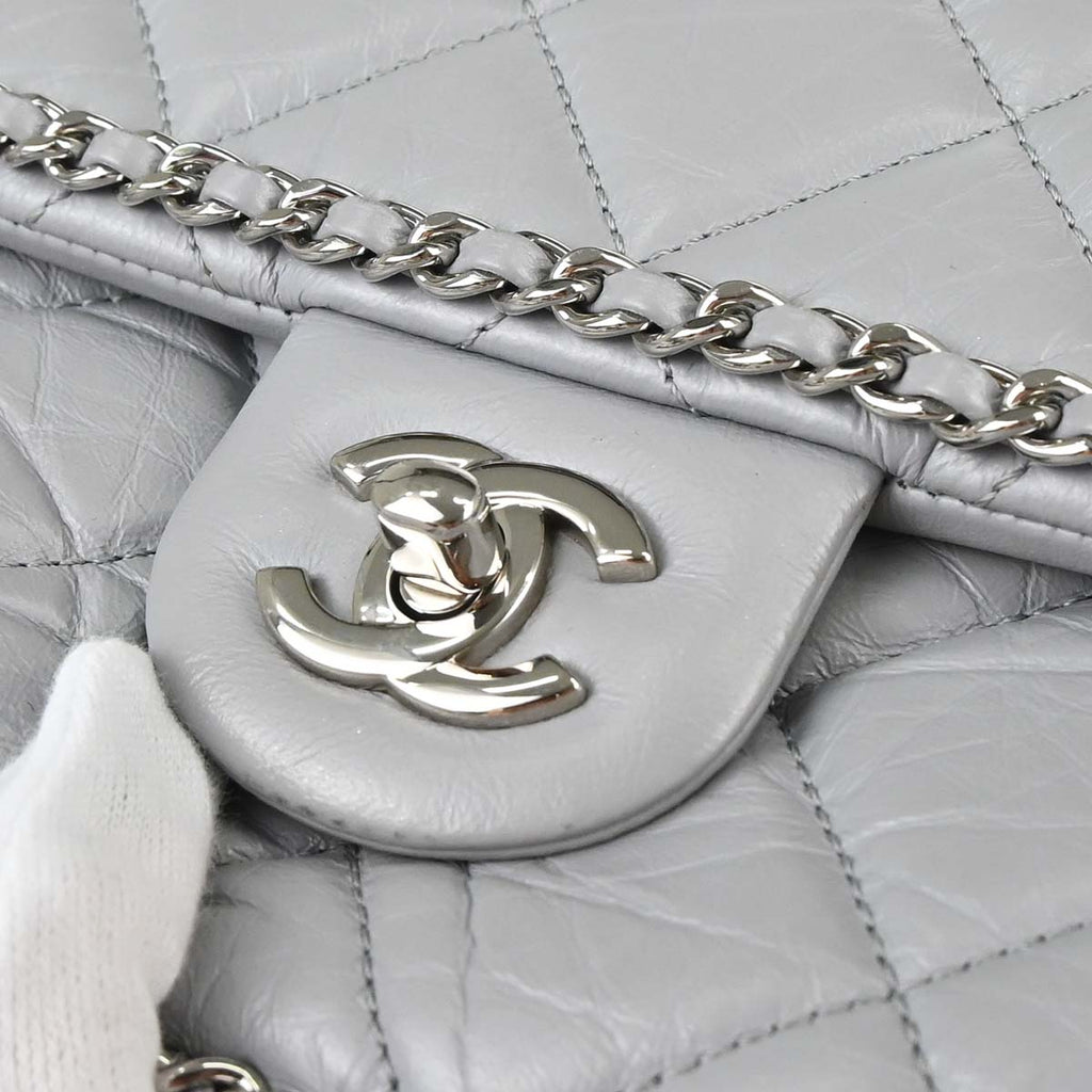Chanel Gray Calfskin Around Chain Shoulder Bag