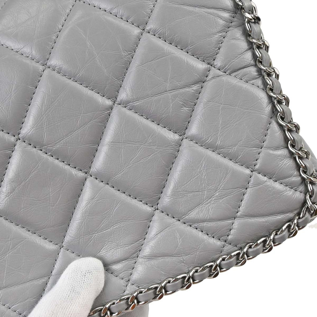 Chanel Gray Calfskin Around Chain Shoulder Bag
