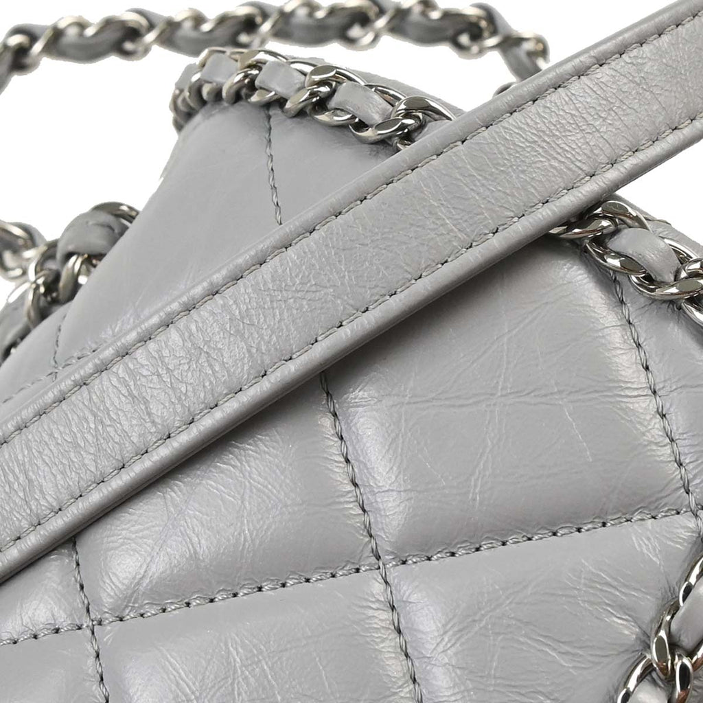 Chanel Gray Calfskin Around Chain Shoulder Bag