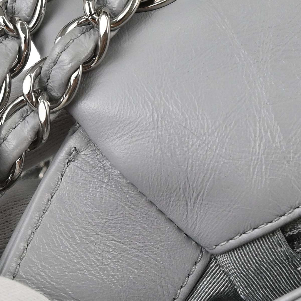 Chanel Gray Calfskin Around Chain Shoulder Bag