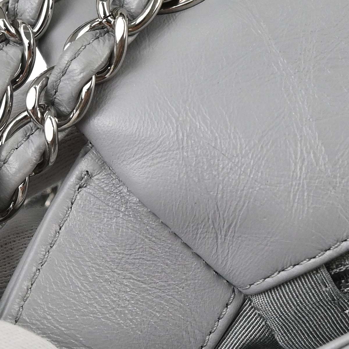 Chanel Gray Calfskin Around Chain Shoulder Bag