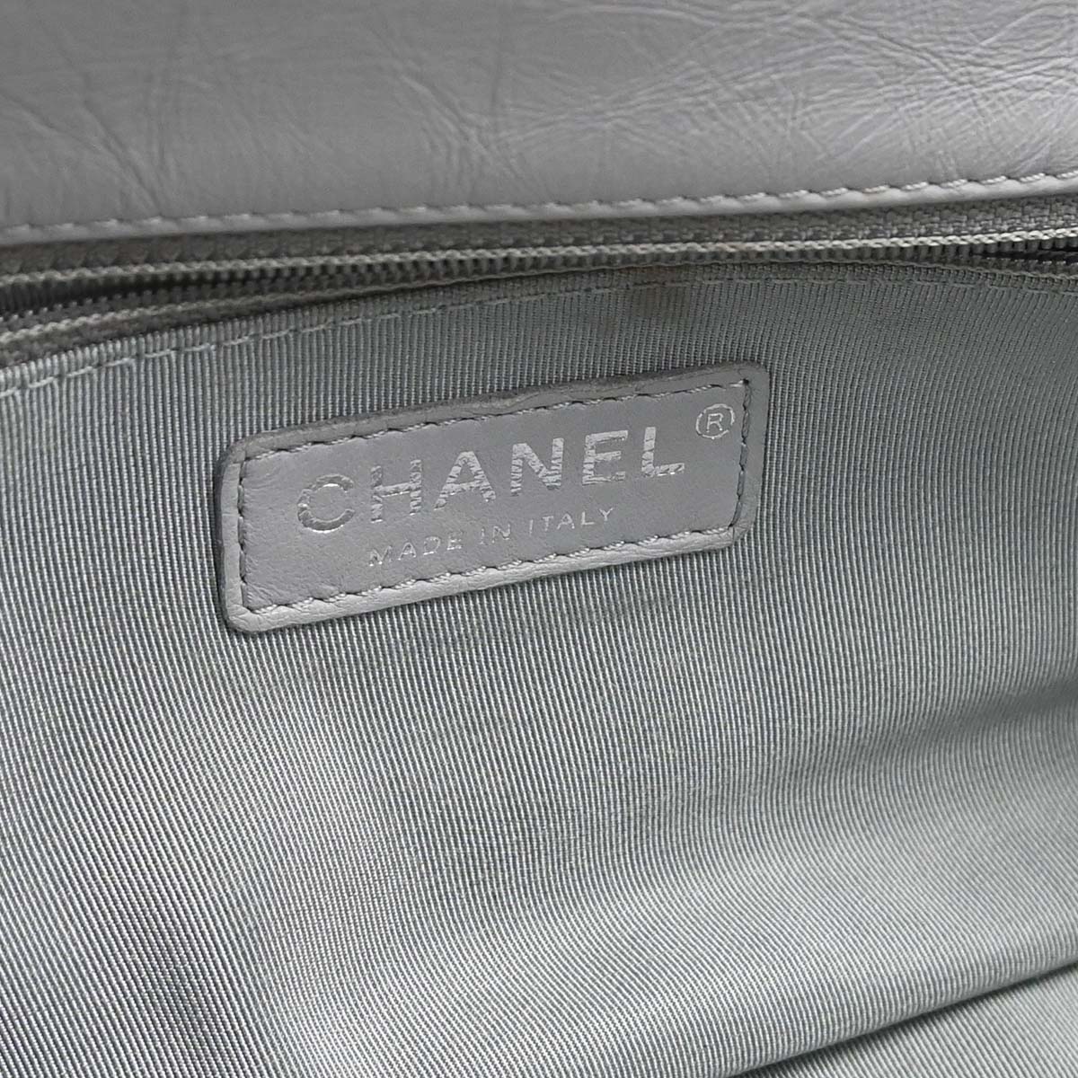 Chanel Gray Calfskin Around Chain Shoulder Bag