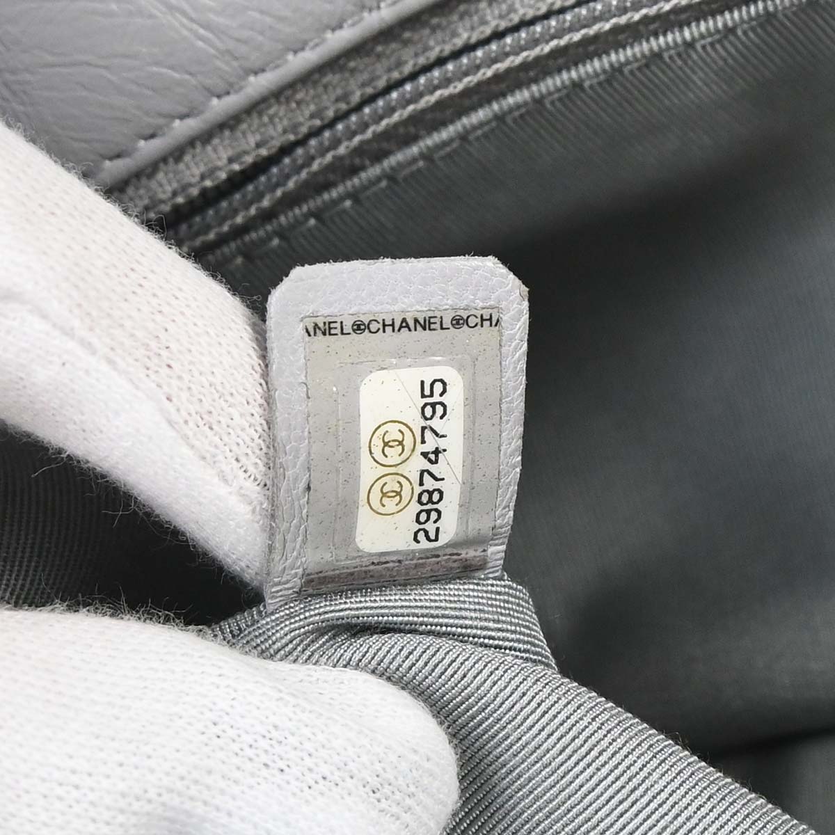 Chanel Gray Calfskin Around Chain Shoulder Bag
