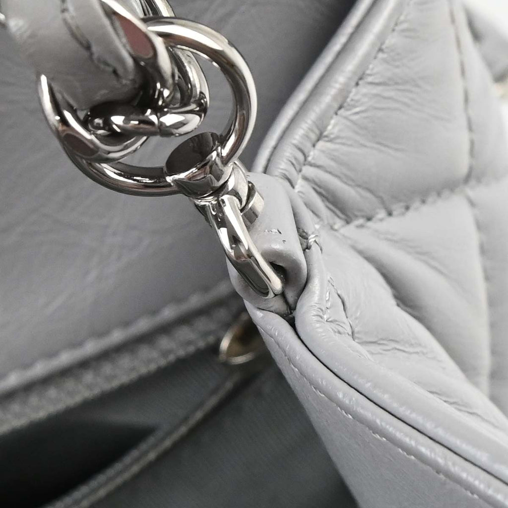 Chanel Gray Calfskin Around Chain Shoulder Bag