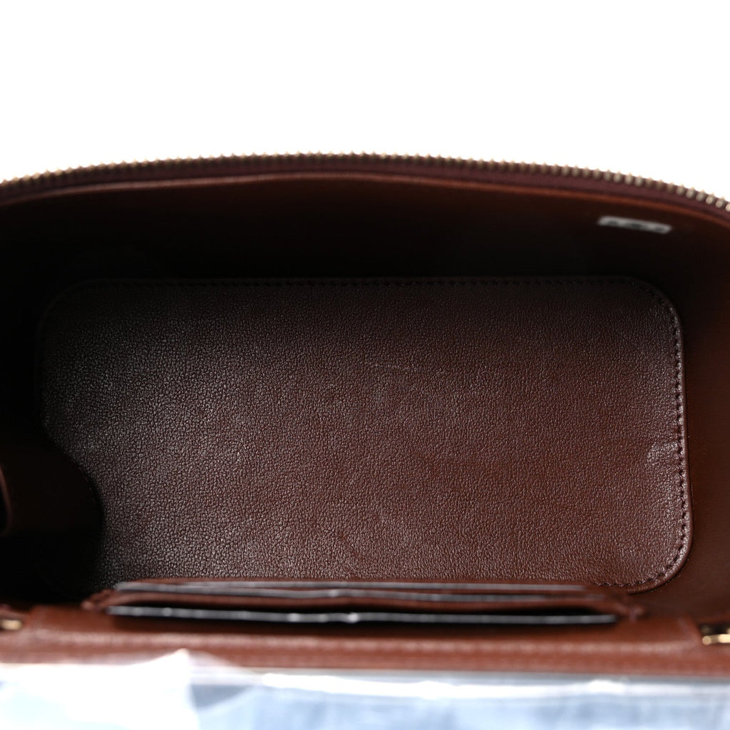 Chanel Lambskin Quilted Small Top Handle Vanity Case With Chain Dark Brown