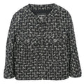 Chanel 2013-2014 Zip Up Collarless Tweed Jacket Black #34