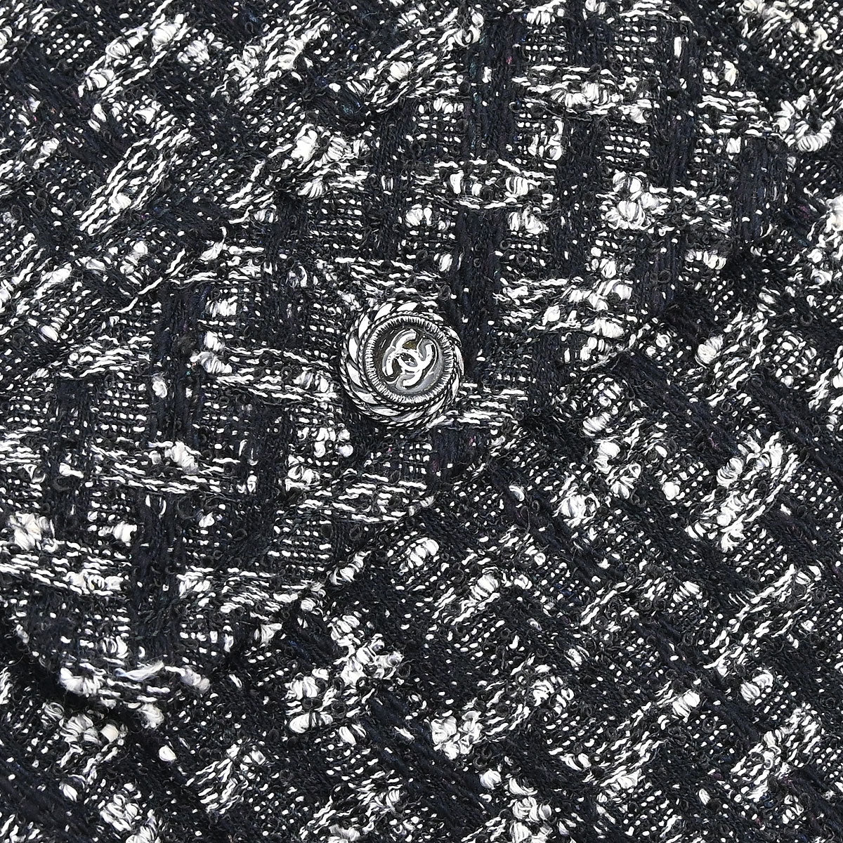 Chanel 2013-2014 Zip Up Collarless Tweed Jacket Black #34