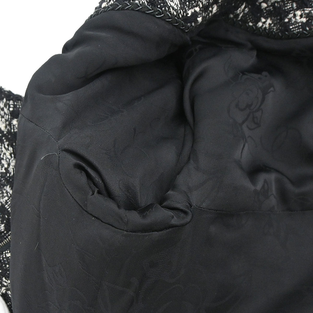 Chanel 2013-2014 Zip Up Collarless Tweed Jacket Black #34