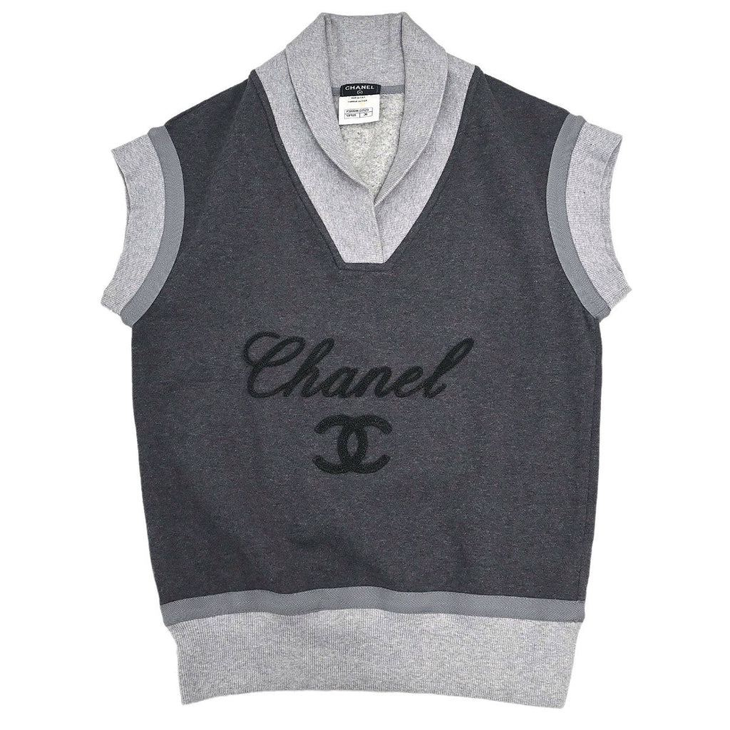 Chanel 2010 Short Sleeve Sweater Top Gray #36