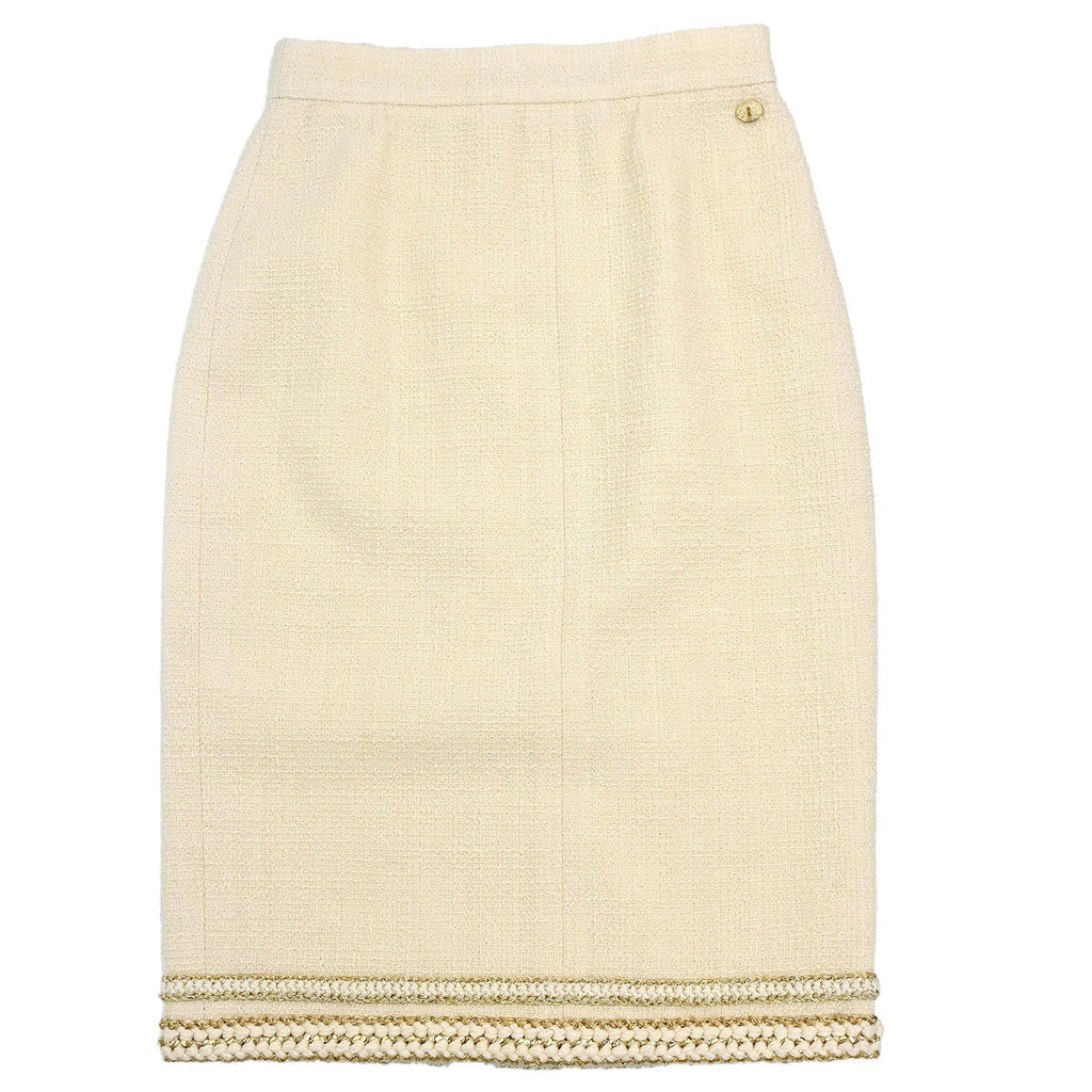 Chanel 2017 Tweed Skirt Ivory #38