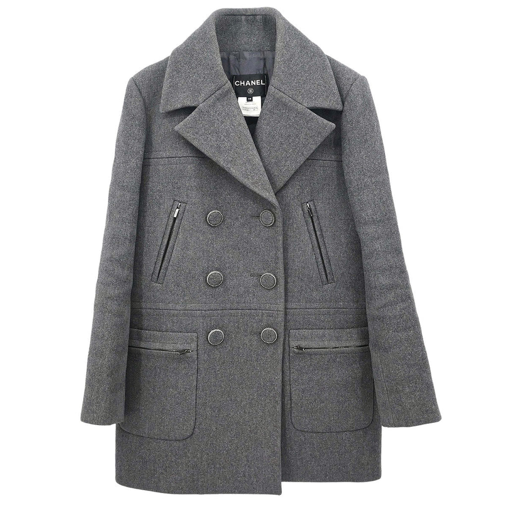 Chanel 2017 Double Breasted Jacket Gray #38