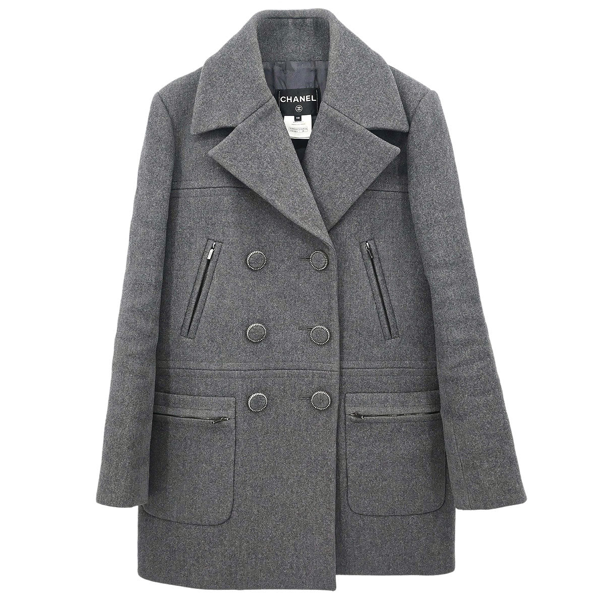 Chanel 2017 Double Breasted Jacket Gray #38