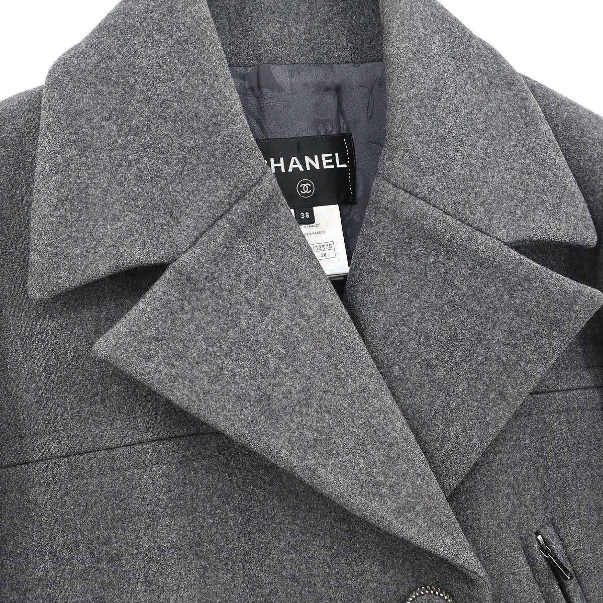 Chanel 2017 Double Breasted Jacket Gray #38