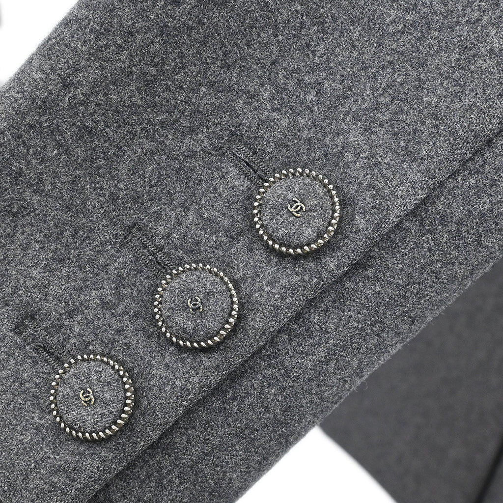 Chanel 2017 Double Breasted Jacket Gray #38
