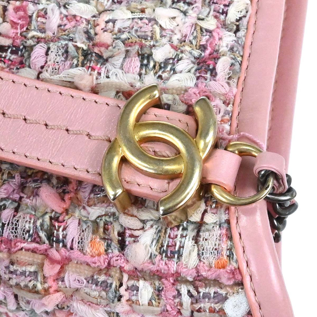 Chanel 2019 Pink Tweed Calfskin Small Gabrielle Shoulder Bag